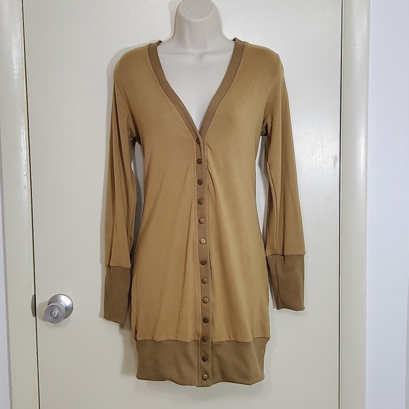 Women's Long Sleeve Snap Button Down Solid Color Knit Ribbed Neckline Cardigans - Picture 9 of 11